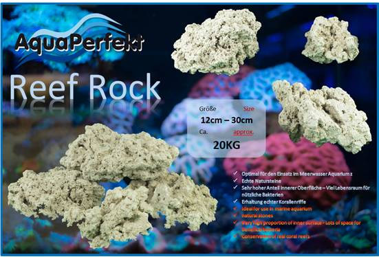 Aquaperfekt Reef-Rock, ca. 20 Kg 12 - 30 cm Riffgestein natur, trocken. Größe S