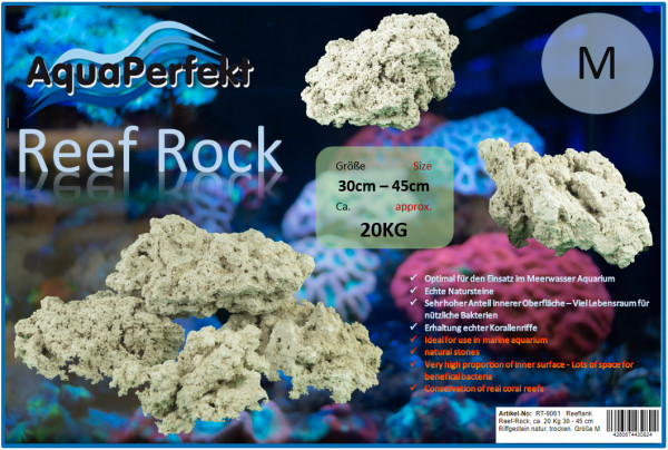 Aquaperfekt Reef-Rock, ca. 20 Kg 30 - 45 cm Riffgestein natur, trocken. Größe M